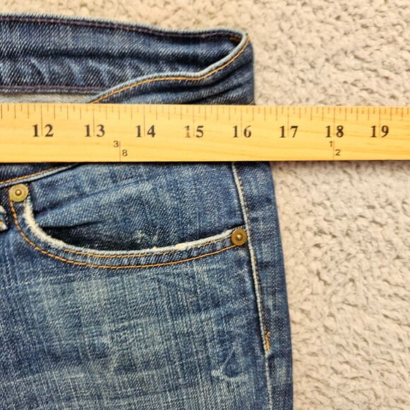 7 For All Mankid‎ Jeans Womens Size 28 Blue Denim Bootcut Low Rise - Picture 10 of 14